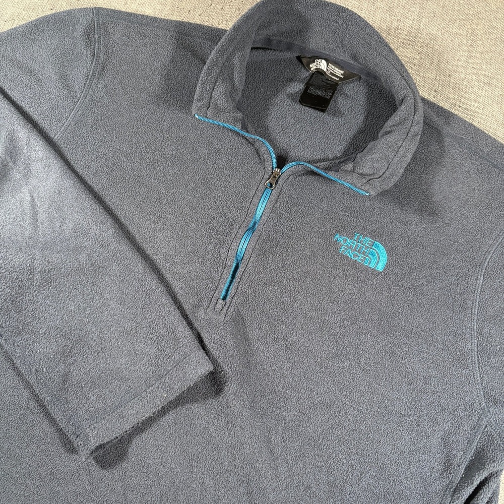 The North Face Fleece Pullover Mens Large Grey 1/4 Zip TKA 100 Glacier Logo